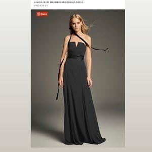 Vera Wang V-Wire Crepe Mermaid Dress - Ebony Black